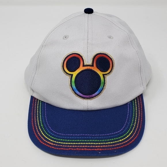 DISNEY STORE EXCLUSIVE LOVE PRIDE GREY RAINBOW MICKEY BASEBALL HAT UNISEX OS - Picture 1 of 15
